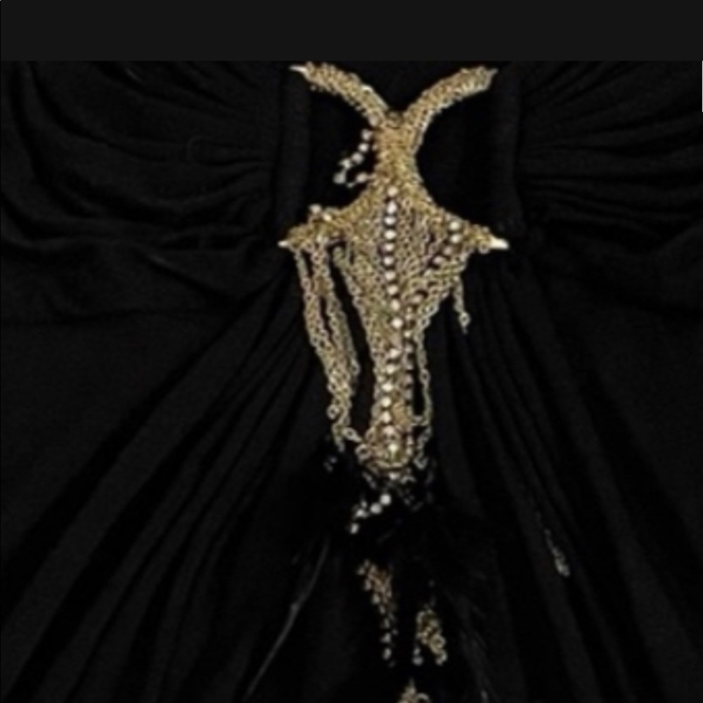SKY Strapless Top with chains and feathers xs - Picture 8 of 13